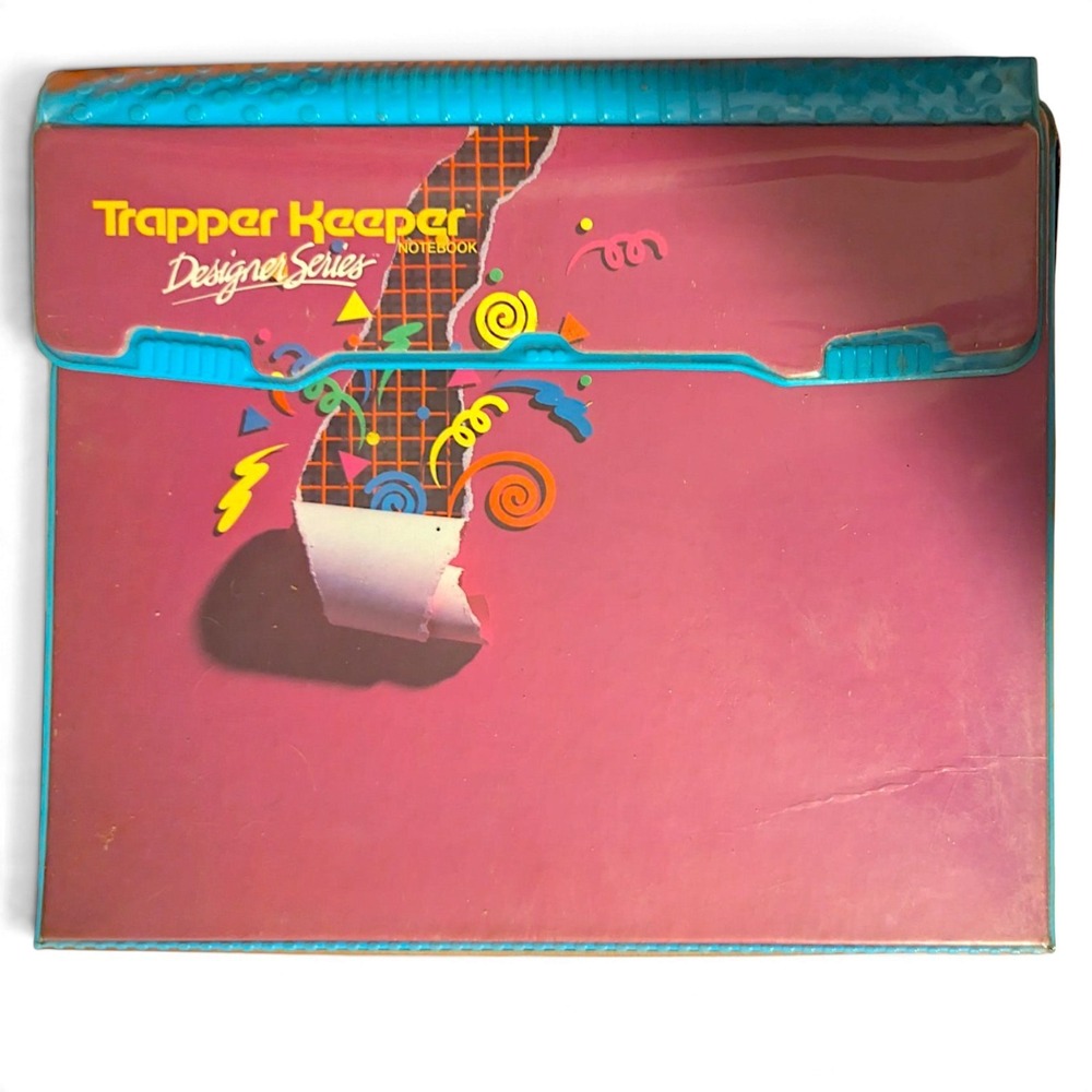 Vintage Mead Trapper Keeper Designer Series 90s Geometric Binder w/ 2 portfolios